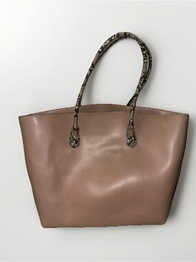 a new day Taupe Tote with Snakeskin-Print Handles